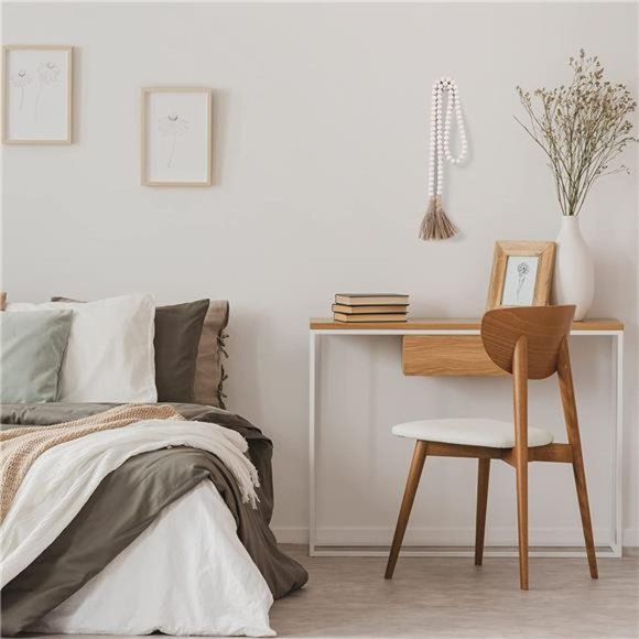 Farmhouse Beads 58in Wood Bead Garland with Tassels Rustic Country Decor - Picture 5 of 6